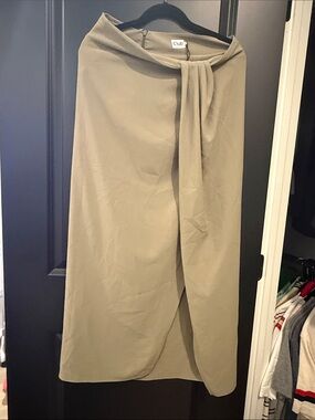Side-Tie Midi Skirt in Taupe